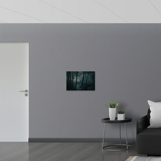 PVC Schuimplaat - Dunne Takken in Donker Bos - 60x40 cm Foto op PVC Schuimplaat (Met Ophangsysteem)