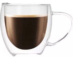 Dubbelwandige Thee/koffieglazen - 4 stuks - Dubbelwandig - 150ml - Espresso - Koud/Warm - Luxe Dubbelwandige Thee/koffieglazen - 4 stuks - Dubbelwandig - 150ml - Espresso - Koud/Warm - Luxe