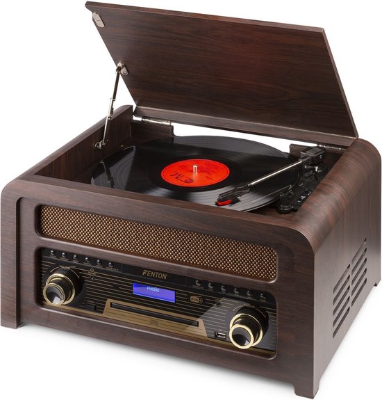 Tournedisque rétro avec Bluetooth Fenton Nashville Radio CD, mp3, FM / DAB