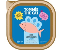 Tommie the Cat - kattenvoer natvoer - verse paté zalm met garnalen - voordeel verpakking - 32 stuks - 85 gram per stuk - zonder suiker en graanvrij