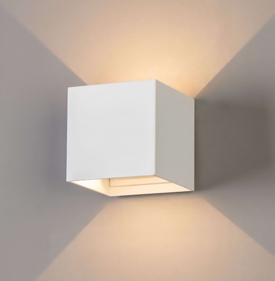 Lampe Goliving - Applique blanche intérieur et extérieur - Lampe cube industrielle - Eclairage LED étanche - Econome en énergie et inoxydable