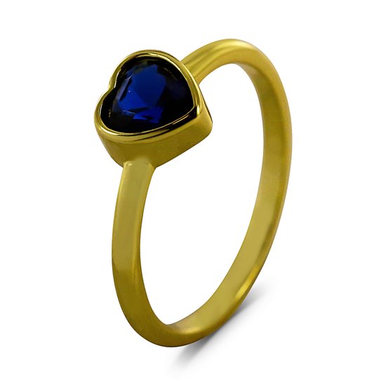 Silventi 9SIL-22692 Ring Argent - Femme - Goud - Coeur - Blauw - 7,4 x 7,5 mm - Taille 56 - Argent - Argent Or