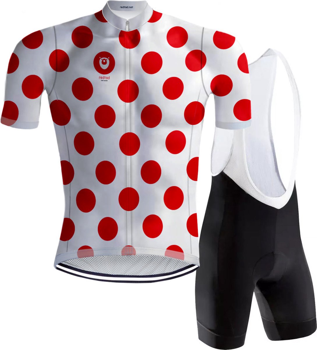 Retro Wielertenue Bolletjestrui - REDTED - S