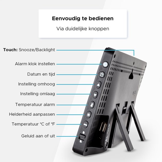 Qumax Weerstation binnen en buiten - Draadloos weerstation met Buitensensor tot 60 meter bereik - Waterdicht