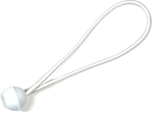 Elastiek met balletje bungee ball wit 18 tot 40 cm