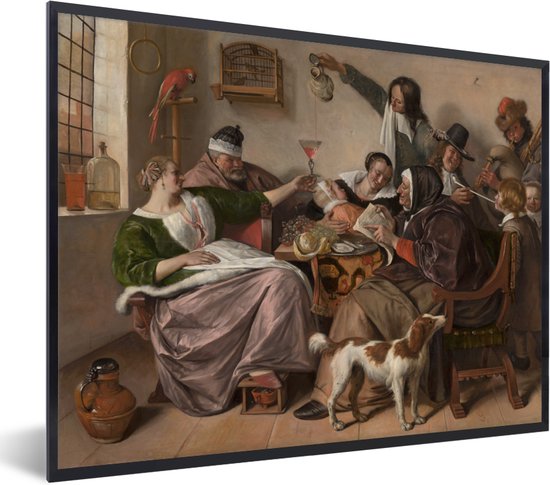 Fotolijst incl. Poster - Soo voer gesongen soo na gepepen - Jan Steen - 80x60 cm - Posterlijst