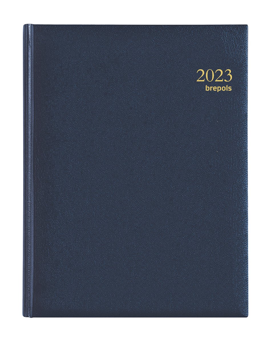 Brepols Agenda 2023 - Ambassador - Uitgestanste maandtabs - Lima Kunstleder - 17 x 22 cm - Blauw