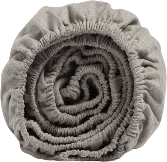 Yumeko hoeslaken velvet flanel stone bruin 200x200x30 - Biologisch & ecologisch