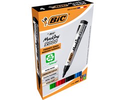 BIC Marking 2000 ECOlutions Permanente Markers Medium Kogelpunt - Verschillende Kleuren - Pak van 4 Stuks