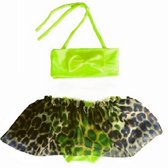 Maat 104 Bikini zwemkleding Fluor Neon dierenprint badkleding voor baby en kind Fel Gele zwem kleding panterprint