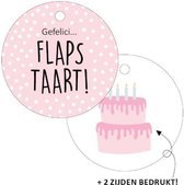 Cadeaulabel- Wenskaartjes- Dubbelzijdig- Verjaardag- Feestje- Gefelici Flaps Taart-10 stuks