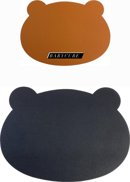 Babycure Bear Placemats Zwart & Cognac dubbelzijdig Kunstleer