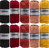 Cotton eight bruin/ oker kleuren - katoen garen pakket - 10 bollen