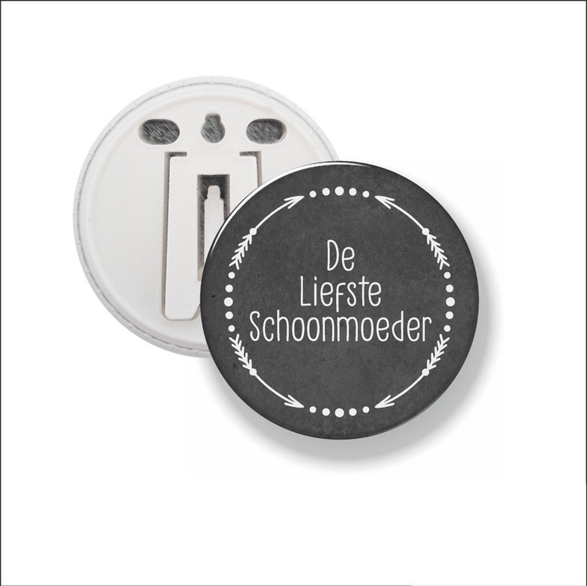 Button Met Clip 58 MM - De Liefste Schoonmoeder