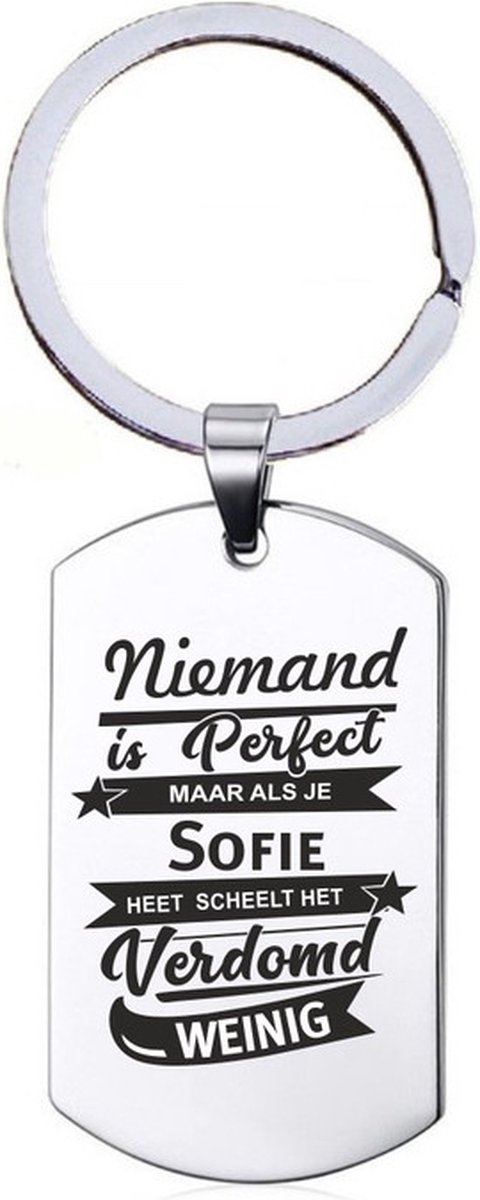 Niemand Is Perfect - Sofie - RVS Sleutelhanger