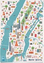 New York Poster - Manhattan kaart 30x40 cm