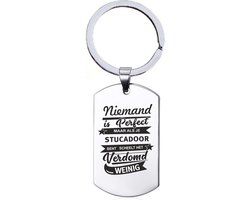 Sleutelhanger RVS - Niemand Is Perfect - Stucadoor