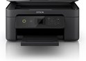 Zwarte Epson printer met open scannerdeksel, display en uitgeschoven papierlade.