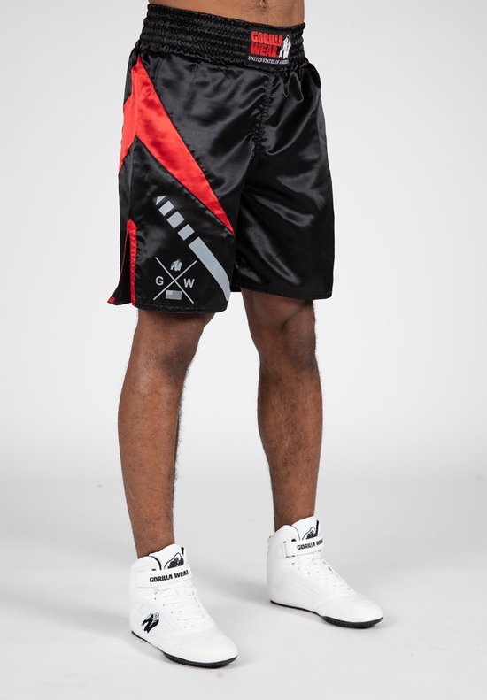 Gorilla Wear - Hornell Boxing Shorts - Zwart/Rood - XS