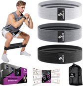 ASHBRIT® Weerstandsbanden Set - Inclusief Draagtas - 3 Delige Set Grijs - Resistance band - Fitness Elastiek