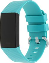 Bandje Voor Fitbit Charge 3 & 4 Sport Wafel Band - Groenblauw - Maat: ML - Horlogebandje, Armband