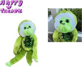Happy Trendz® Apen Knuffel - Groen - Glitter - plakkende Handen en benen - Pluche - knuffel Aap - Klitterband - 42 cm groot - Musthave - Pluche -