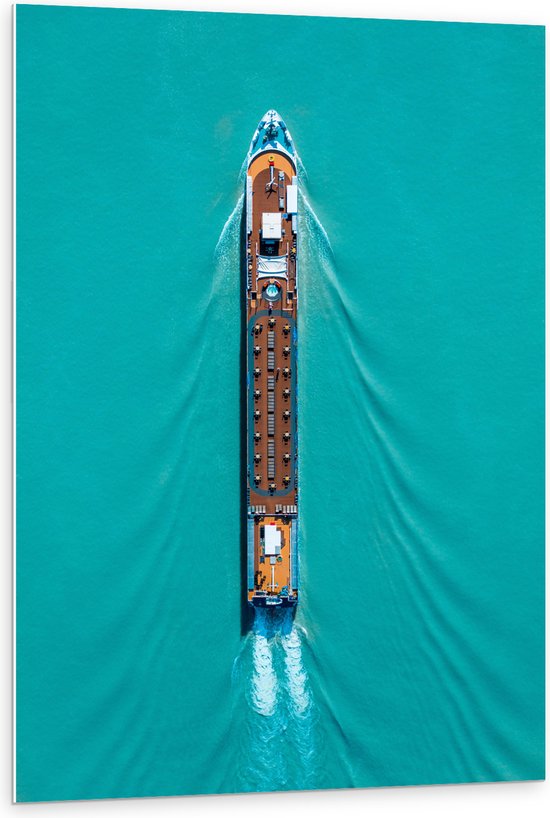 WallClassics - PVC Schuimplaat- Bovenaanzicht van Groot Vrachtschip - 80x120 cm Foto op PVC Schuimplaat