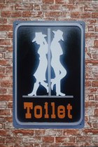 Wandbord - Toilet Cowboy - Metalen wandbord - Mancave - Mancave decoratie - Retro - Metalen borden - Metal sign - Bar decoratie - Tekst bord - Wandborden – Bar - Wand Decoratie - Metalen bord - UV