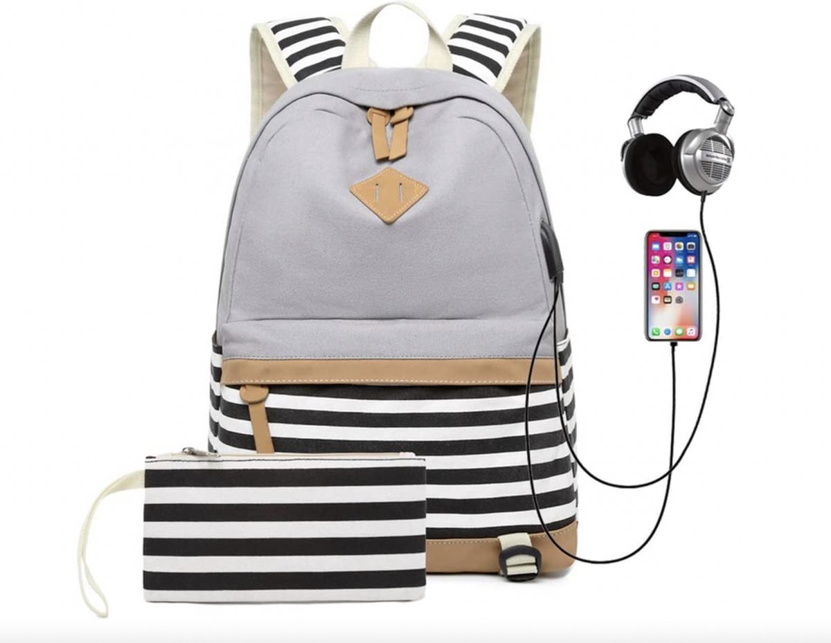 TANTOMI Schoolrugzak tieners, schooltassen tieners, 15,6 inch lichte laptoprugzak dagrugzak esthetische dagrugzak unisex rugzak, beige, 31x13.5x44 cm, Minimalistisch
