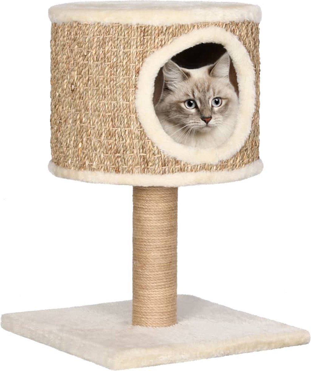 Decoways - Kattenmeubel met huis en krabpaal 52 cm zeegras