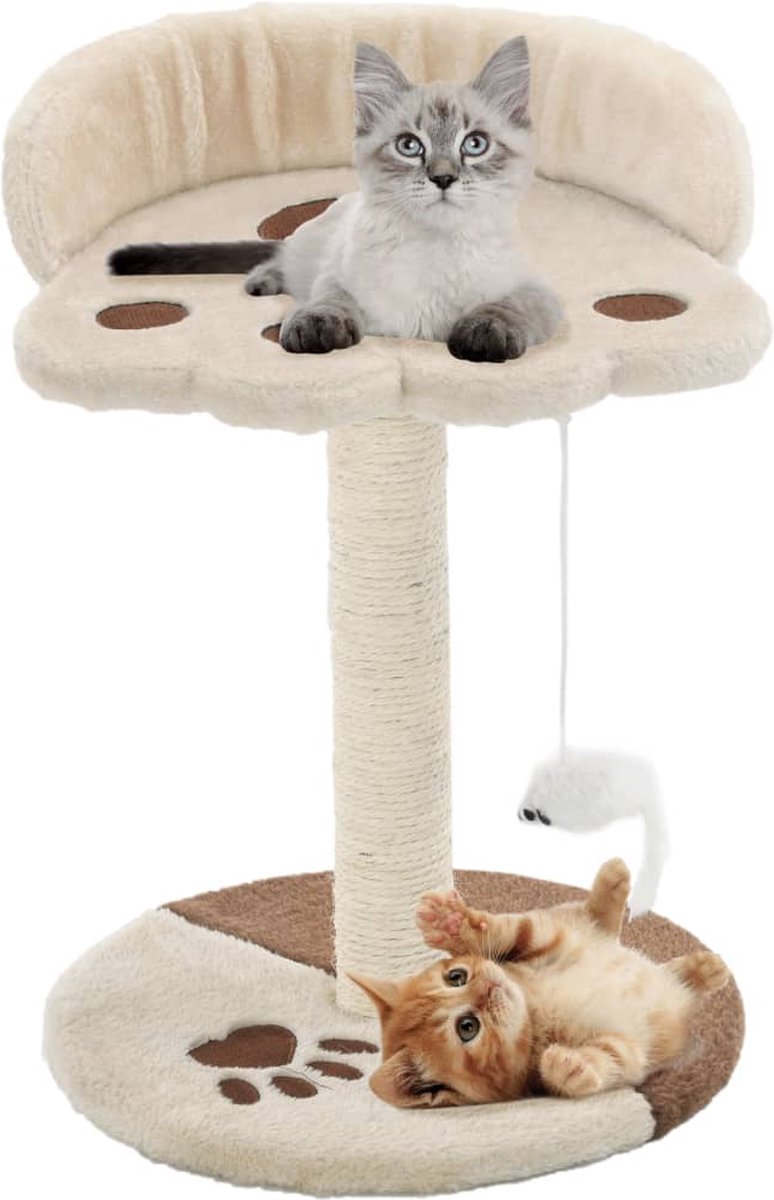 Decoways - Kattenkrabpaal met sisal krabpaal 40 cm beige en bruin