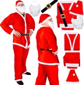 Springos Kerstman Kostuum | Kerstman Pak | Verkleedkleding | 5-Delig | Rood/Wit