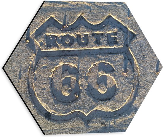 WallClassics - Dibond Hexagon - Route 66 Steen - 30x26.1 cm Foto op Hexagon (Met Ophangsysteem)