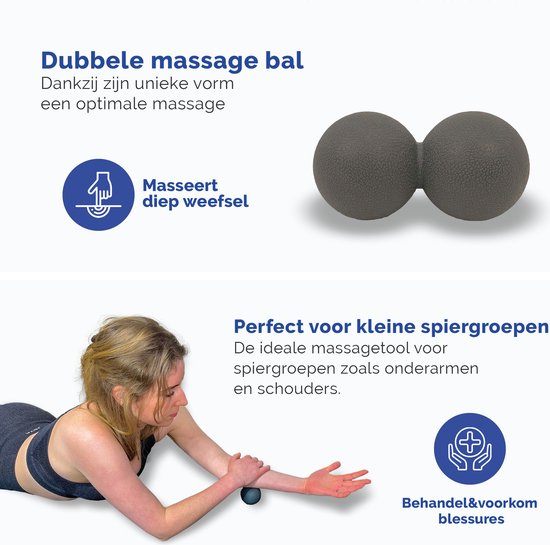 Q’ualife® Foam Roller Set – Trigger Point Massage Roller – Massage bal – Fitness – Yoga – Fascia – Bindweefsel – 5 delige set – Zwart - Q'ualife