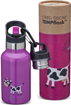 Carl Oscar - TEMPflask - Flacon thermos violet avec vache - 350 ml - gourde