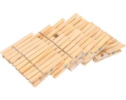 Bamboe houten wasknijpers - 100x stuks - 7 cm - Wasgoedknijpers - Was doen artikelen - Was ophangen/uithangen knijpers voordeelset