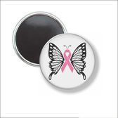 Button Met Magneet 58 MM - Vlinder Pink Ribbon - NIET VOOR KLEDING