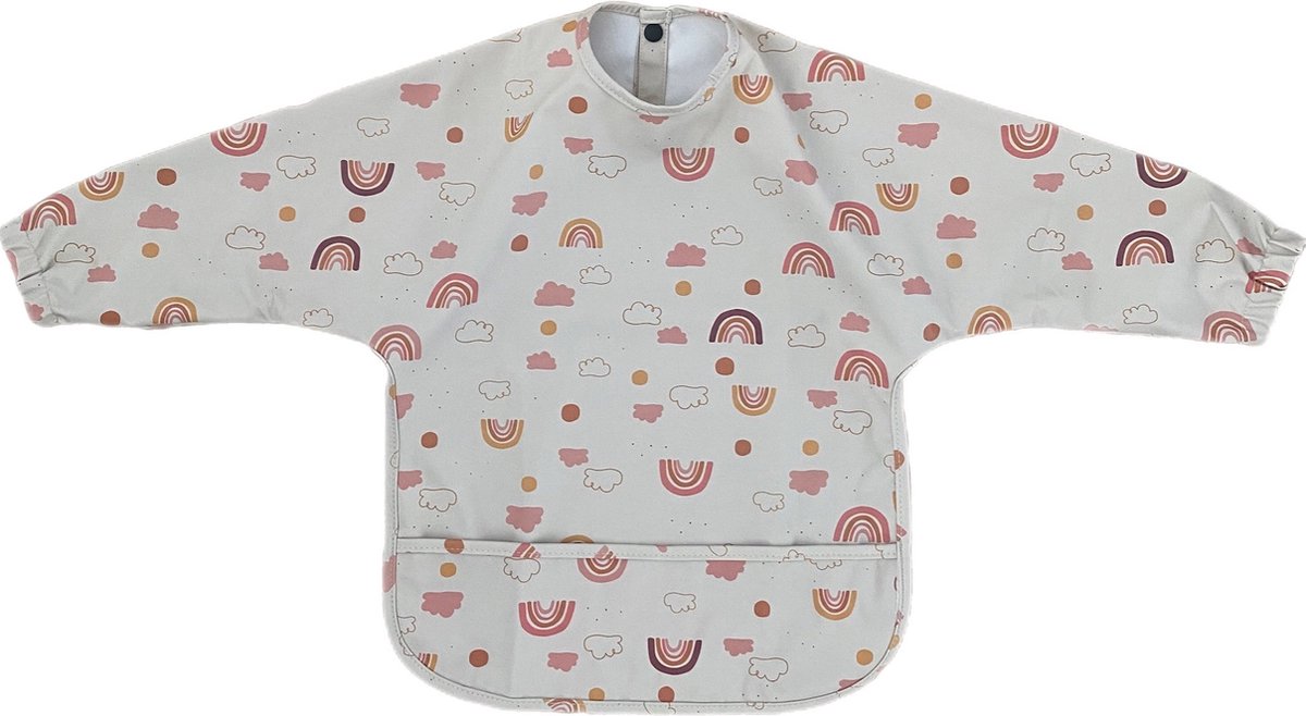 Goedkoopste Little Beauties - slab met mouwen - rainbow print - 1 t/m 3 jaar - let's eat - let's play - kindermusthave