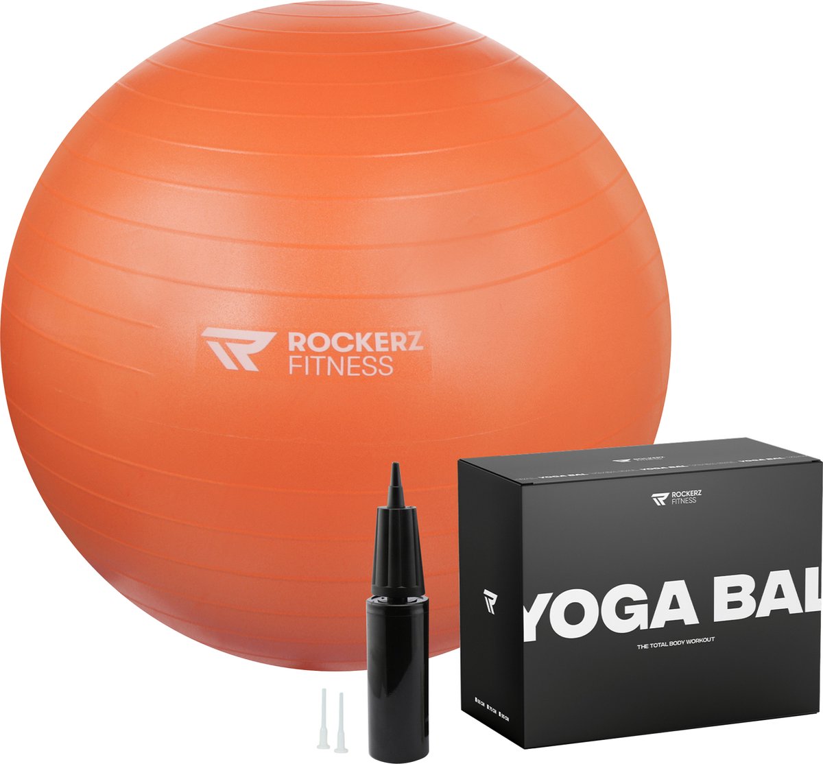 Rockerz Yoga bal - inclusief pomp - Fitness bal - Zwangerschapsbal - Goede houding bij het thuiswerken - 75 cm - kleur: Oranje