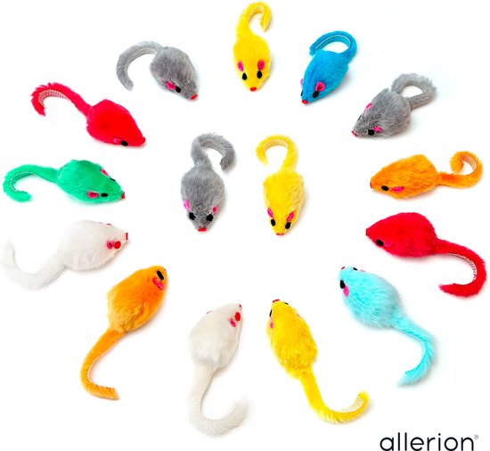Allerion Cat Toy Souris Set - Chats Intelligence - 36 pièces - Souris douces aux couleurs vives - Dans un emballage cadeau