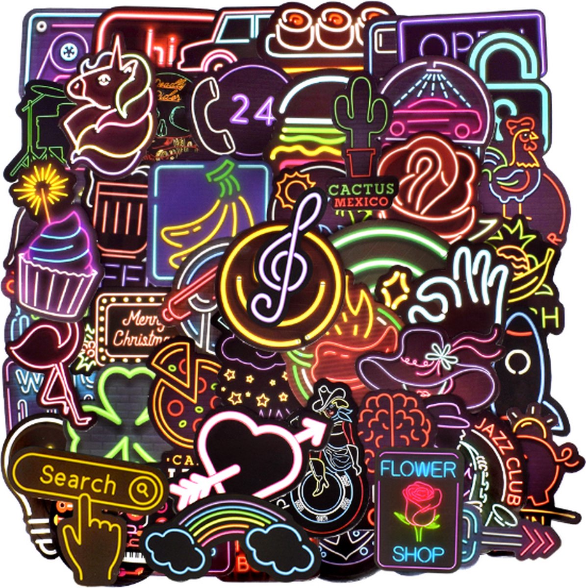 Daily Essentialz Neon Stickers - Skateboard Stickers - Stickers voor volwassenen - VSCO Stickers - Bullet journal stickers - Stickerboek - Laptop Stickers - 50 stuks — afbeelding 3