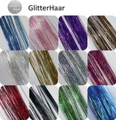 Hair Tinsels - GlitterHaar - Festival Glitter Haar Extensions - 100 Hairtinsels - Inclusief Tutorial en filmpjes - Veel Kleuren - Lichtroze