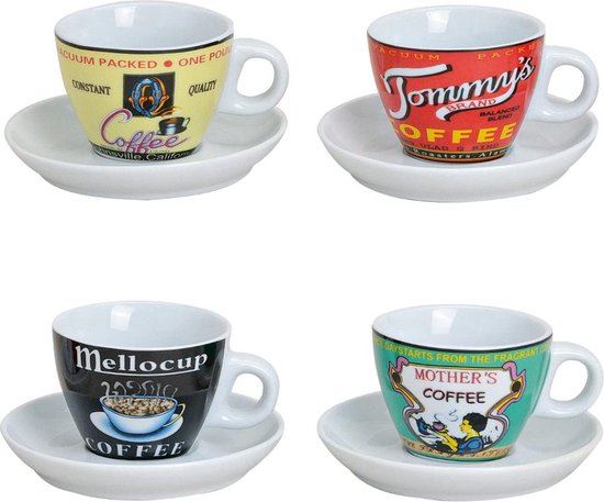 Handgemaakte keramische koffie kop en schotel set 4 kleuren aardewerk creatieve eenvoudige retro stijl espresso drinkware 120ml (bruin