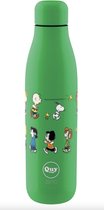Quy Cup - 500 ml - Gourde Peanuts Snoopy Green - Acier inoxydable - Bouteille thermos 12 heures chaudes 24 heures froides en acier inoxydable réutilisable