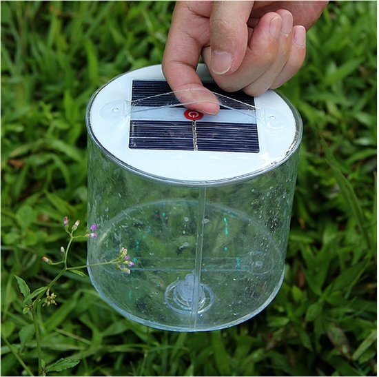Outdoor 10 led opblaasbare zonnelamp - 3 kleuren licht - rood, blauw en groen van Merkloos — afbeelding 2