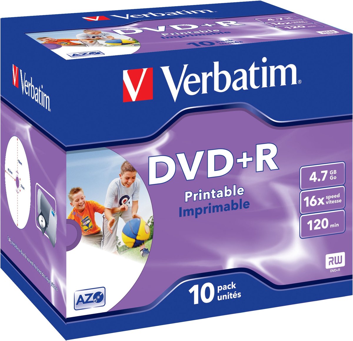 Verbatim 43508 DVD+R Wide Inkjet Printable ID Brand Schijven
