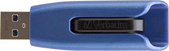 Een blauwe Verbatim V3 MAX USB-stick, 64 GB.