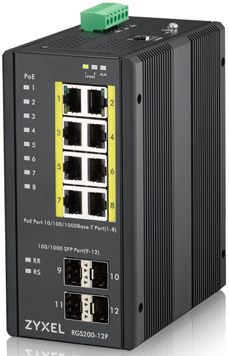 Zyxel RGS200-12P Managed L2 Gigabit Ethernet (10/100/1000) Power over Ethernet (PoE) Zwart