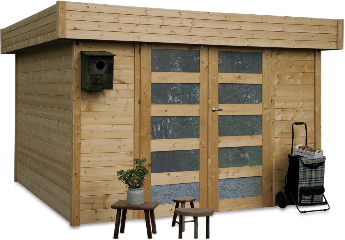 Bol.com Tuinhuis "Odense" - 7.64 m² - 3.02 x 3.02 x 2.19 m - 28 mm aanbieding