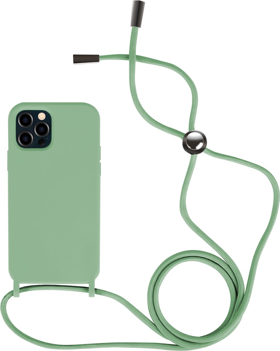 Iphone 13 Pro Max Siliconen telefoonhoesje met koord - Groen